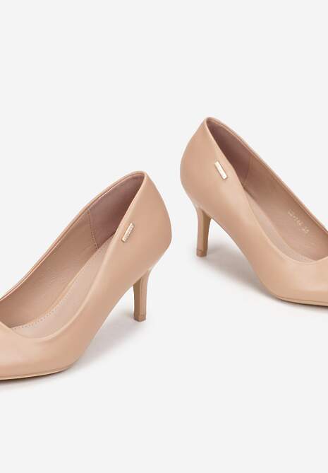 Beżowe Czółenka na Szpilce Velia