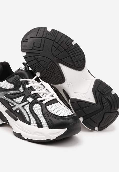 Czarne Sneakersy na Platformie z Geometrycznym Wzorem Farissa