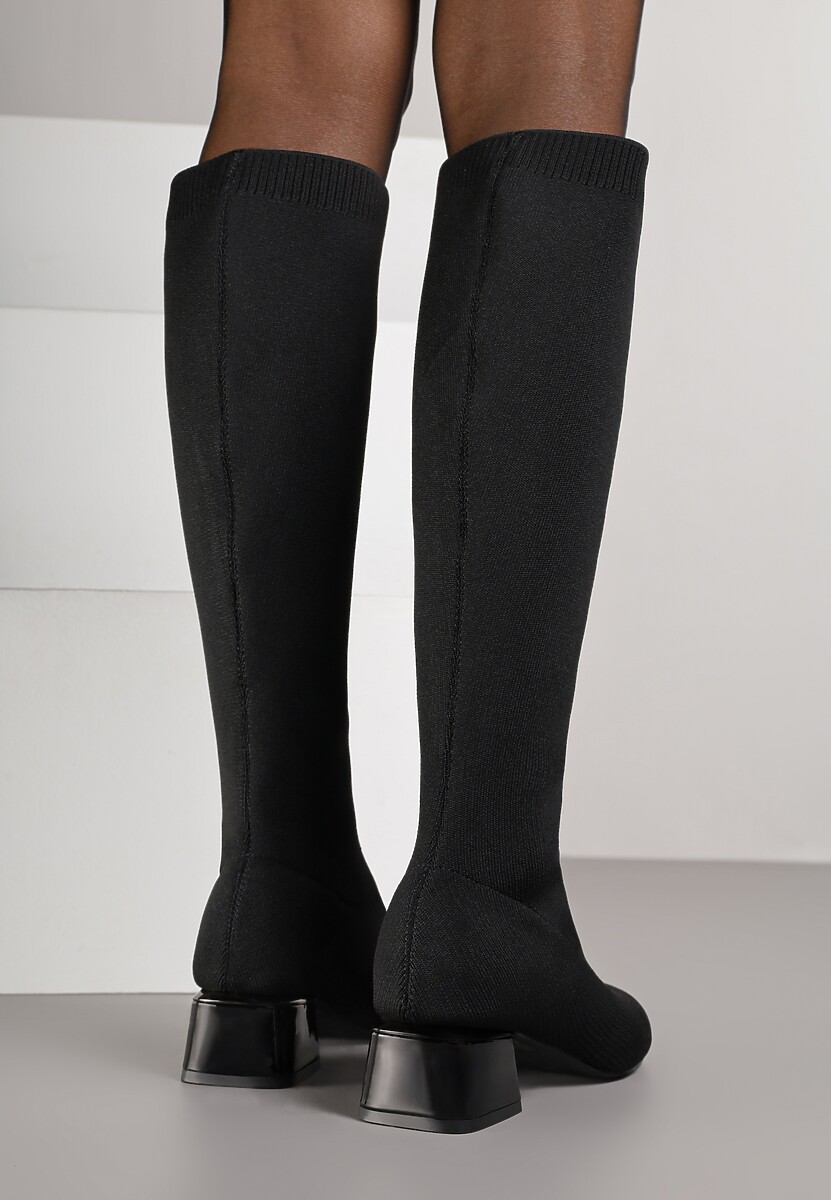 Czarne Kozaki Vices na Stożku z Elastyczną Cholewką Garsse