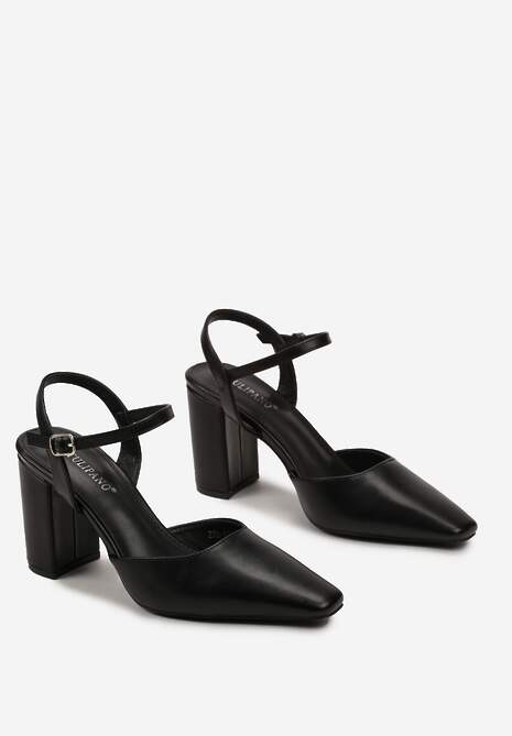 Czarne Eleganckie Czółenka na Słupku z Zakrytym Noskiem Devana