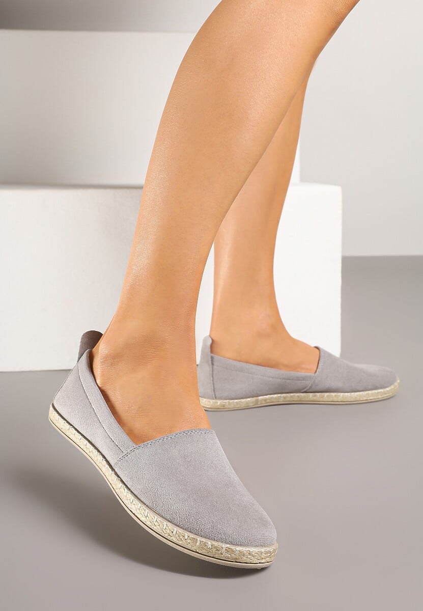 Ciemnobeżowe Płaskie Espadryle z Plecionką na Podeszwie Julietae