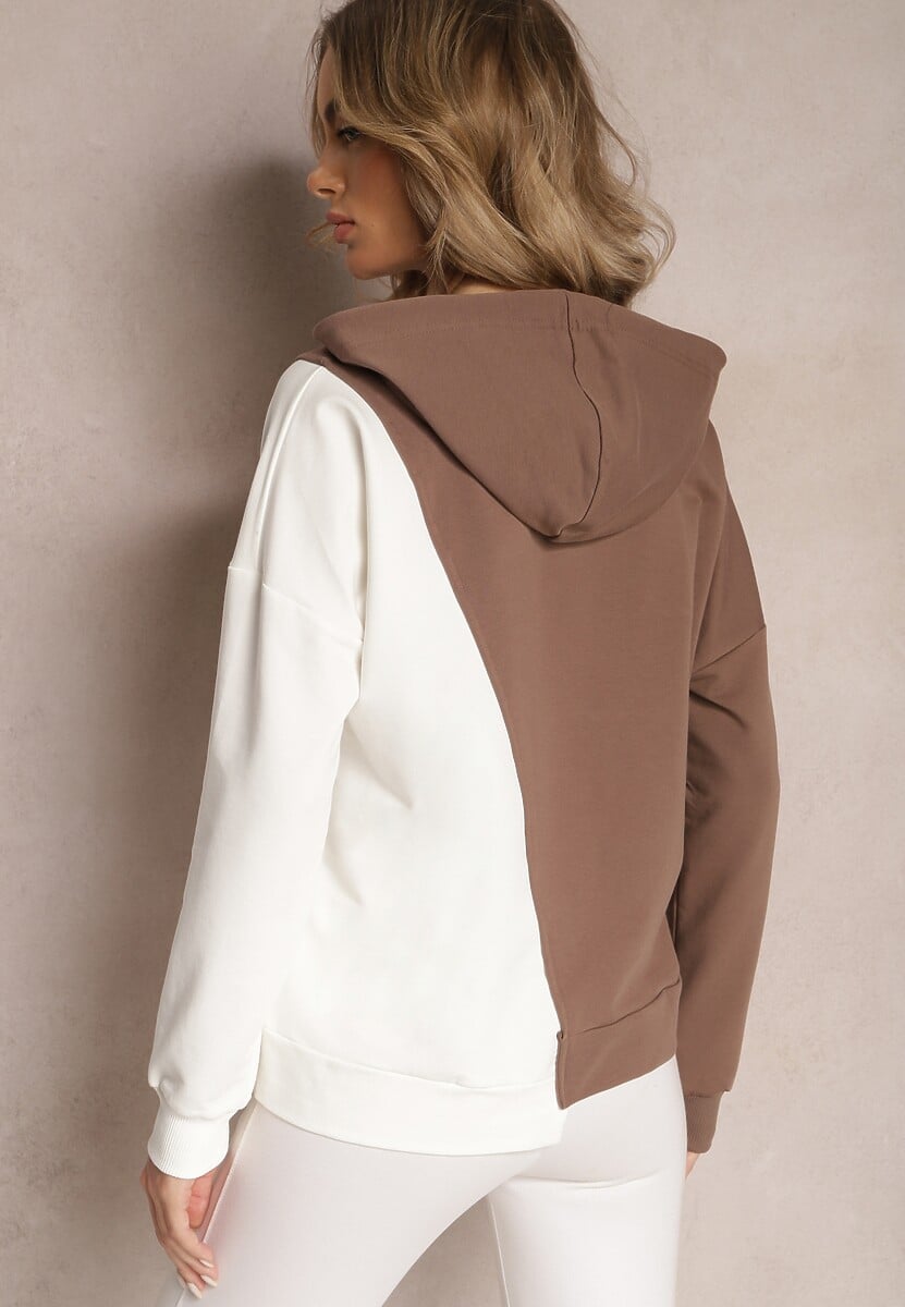 Brązowa Bawełniana Bluza z Kapturem i Ściągaczami Ardente