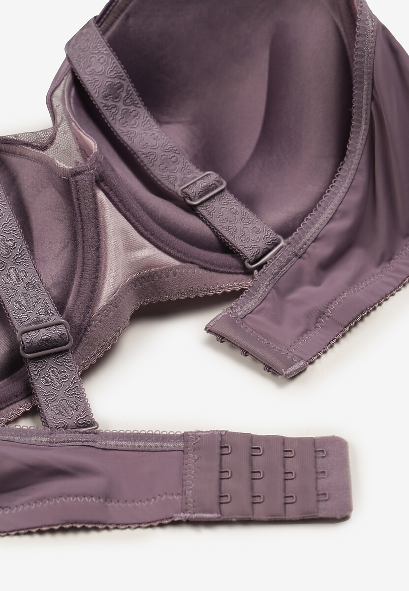 Jasnofioletowy Elegancki Biustonosz Push Up z Odpinanymi Ramiączkami Ursa