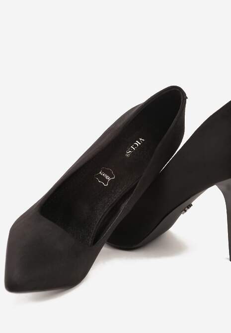 Czarne Szpilki Vices w Klasycznym Stylu ze Skórzaną Wkładką Verile