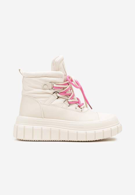 Beżowe Śniegowce Vices na Platformie z Tłoczeniem Anorrise