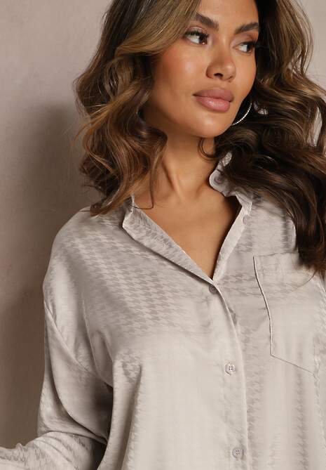 Szary 2-częściowy Komplet z Koszulą i Szortami Logsia