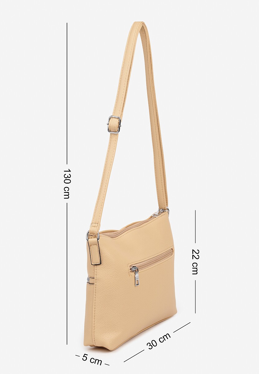 Ciemnobeżowa Torebka z Suwakami na Regulowanym Pasku Malovia