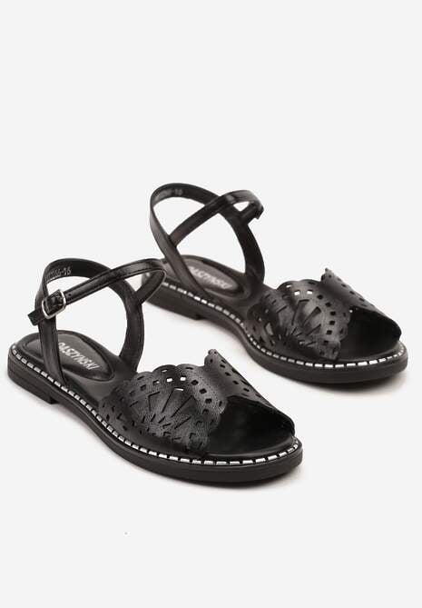 Czarne Ażurowe Sandały Lisanona