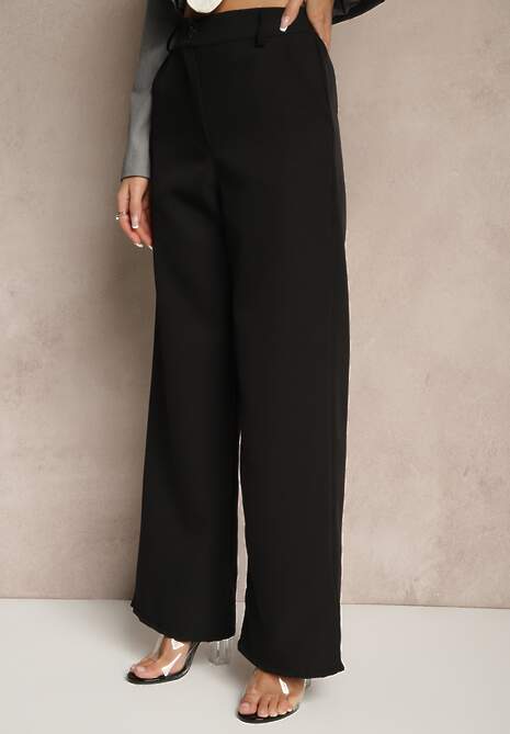 Czarne Spodnie Garniturowe High Waist Viviorea