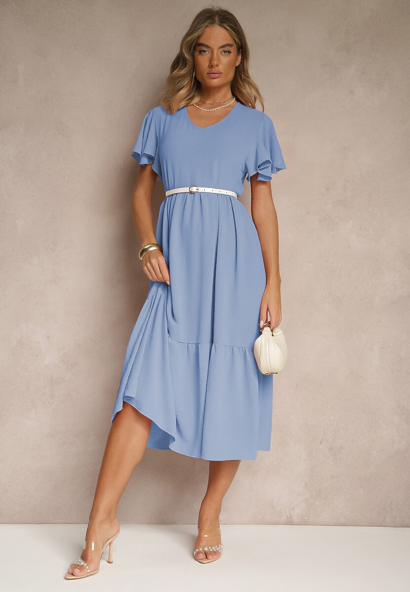 Różowa Rozkloszowana Sukienka z Wiskozą w Casualowym Stylu Filarenna