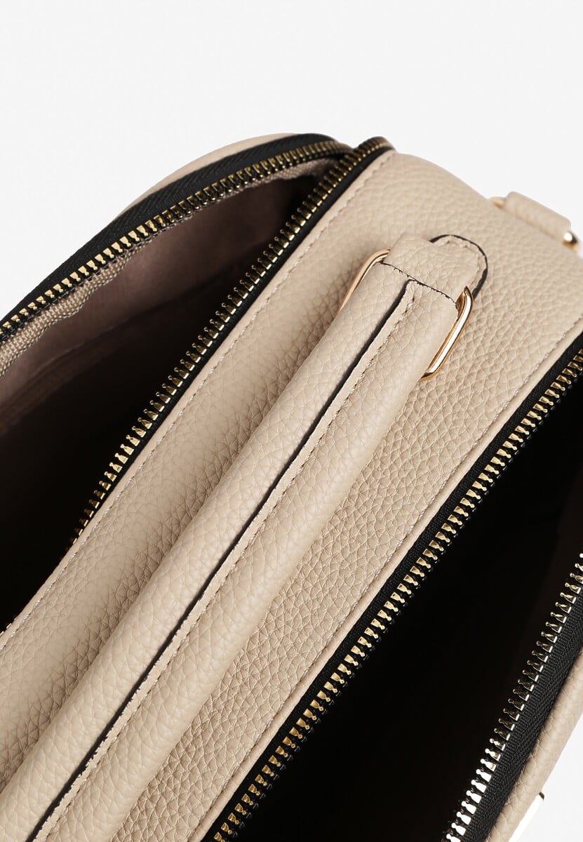 Jasnobeżowa Torebka z Trójkątną Ozdobą i Suwakami Conavia