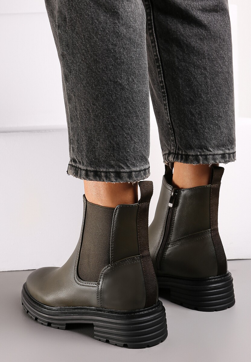 Zielone Botki z Elastyczną Gumką na Cholewce za Kostkę Koppe