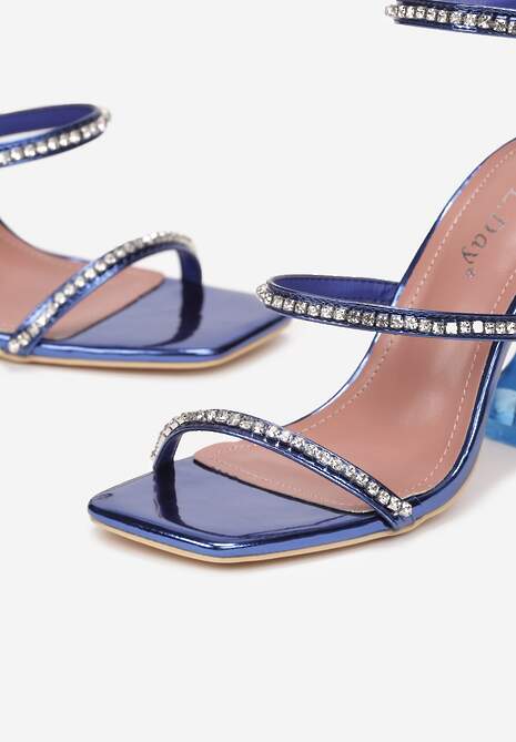 Niebieskie Sandały na Transparentnym Obcasie z Paskami z Cyrkoniami Admiral