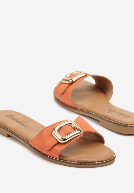 Pomarańczowe Klapki z Metaliczną Ozdobą Nelvisa