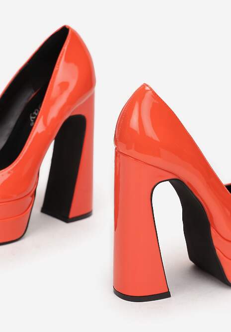 Pomarańczowe Czółenka na Wysokim Słupku i Platformie Valme