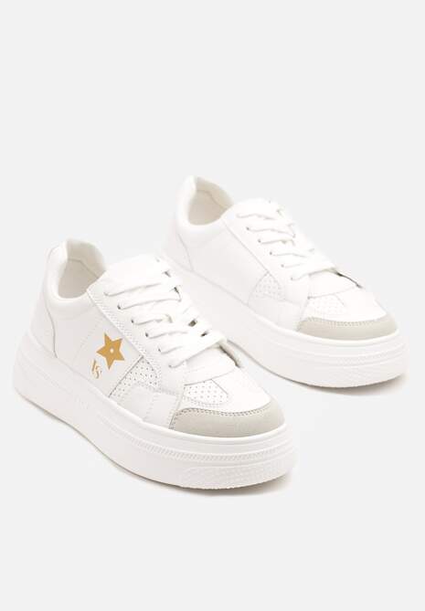 Biało-Złote Sneakersy Vices na Platformie z Gwiazdką Fenarra