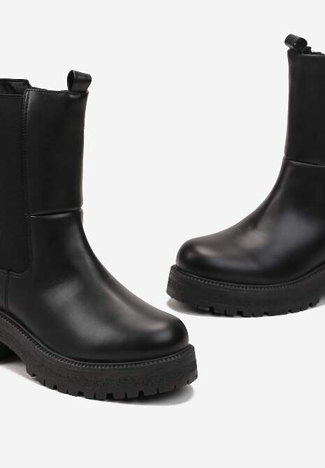 Czarne Botki Sztyblety z Elastyczną Wstawką Anedda