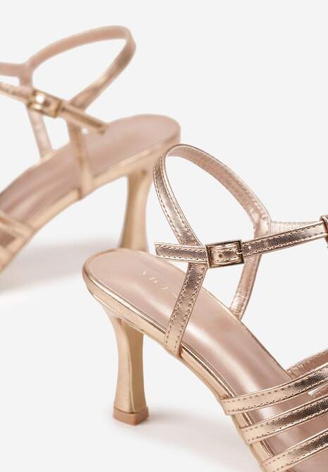 Szampańskie Sandały Vices na Obcasie Typu Szpilka Tirenella