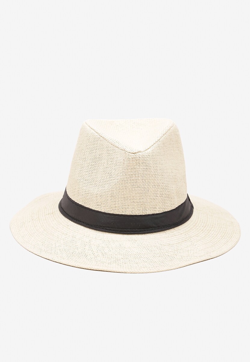 Beżowa Czapka Kapelusz z Ozdobną Tasiemką Tinellaa