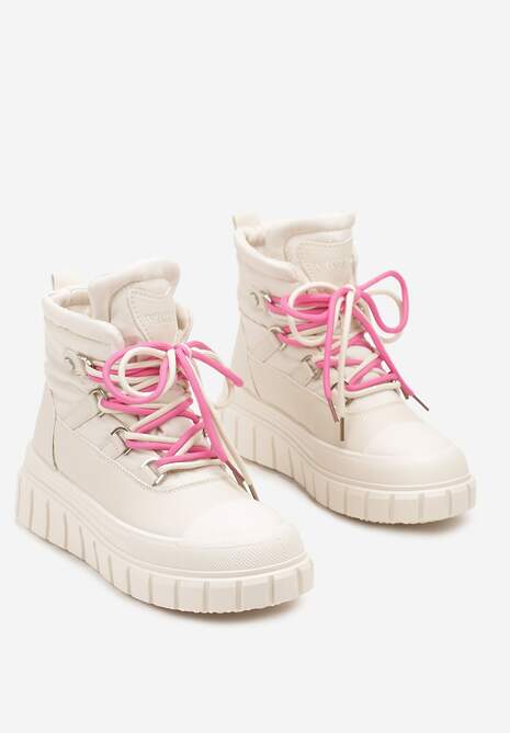 Beżowe Śniegowce Vices na Platformie z Tłoczeniem Anorrise