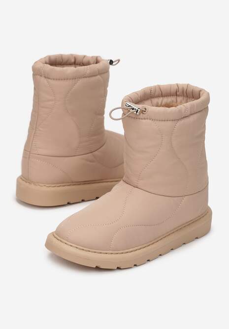 Ciemnobeżowe Ocieplane Śniegowce z Protektorem z Pikowanego Materiału Siani