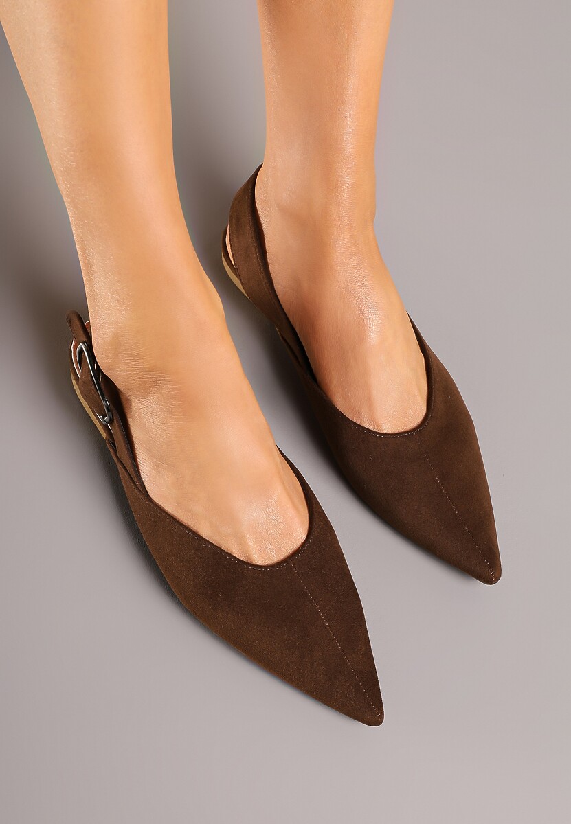 Brązowe Sandały Vices Typu Slingback z Wkładką ze Skóry Naturalnej Rallora