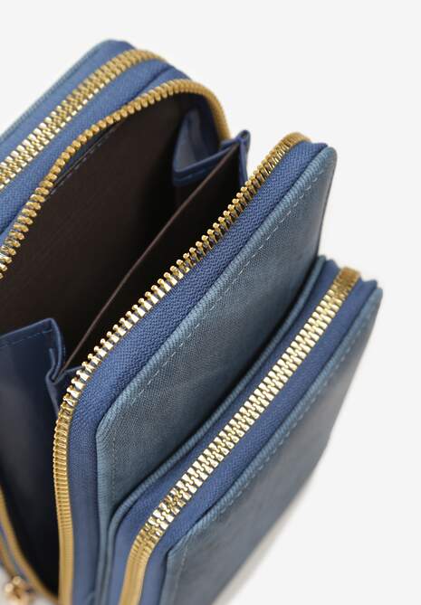 Granatowa Mała Torebka na Ramię z Trzema Komorami na Zamek Błyskawiczny Nulive