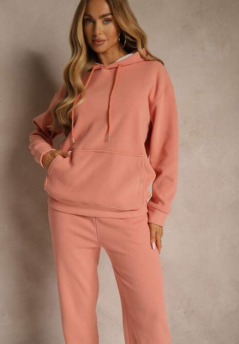 Pomarańczowy 2-częściowy Komplet Dresowy z Bluzą i Spodniami Orifira