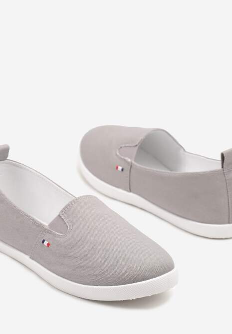 Szare Tenisówki Vices Basic z Materiałowymi Gumkami Aretela