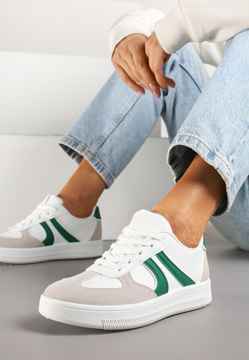 Biało-Zielone Sneakersy Klasyczne Tenisówki Setinora