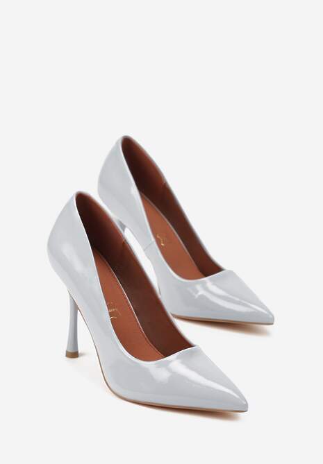 Niebieskie Szpilki Vices z Lakierowanym Połyskiem i Skórzaną Wkładką Irdlie