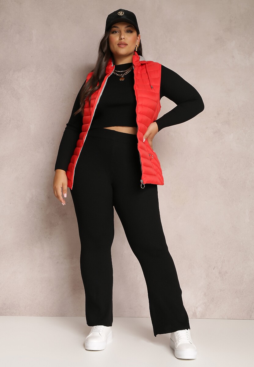 Czerwona Kamizelka Pikowana z Kapturem Siami