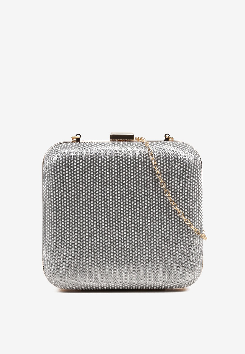 Szara Cyrkoniowa Torebka Kopertówka z Dodatkowym Łańcuszkiem Realessa