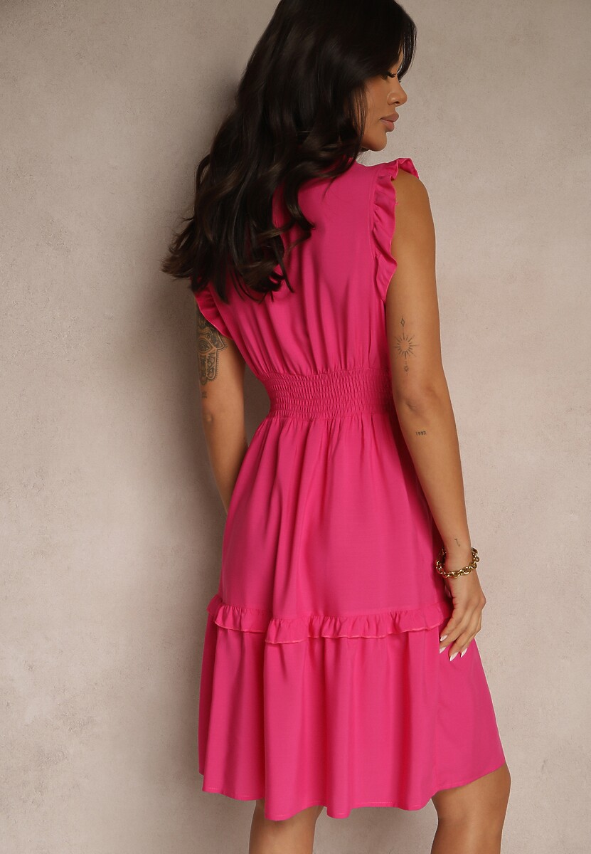 Fuksjowa Rozkloszowana Sukienka z Wiskozą Bez Rękawów Lirabellae