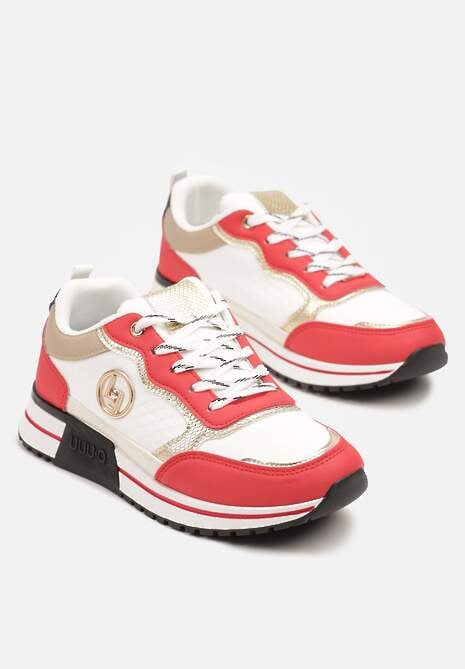 Biało-Czerwone Sneakersy z Metaliczną Ozdobą Firamia