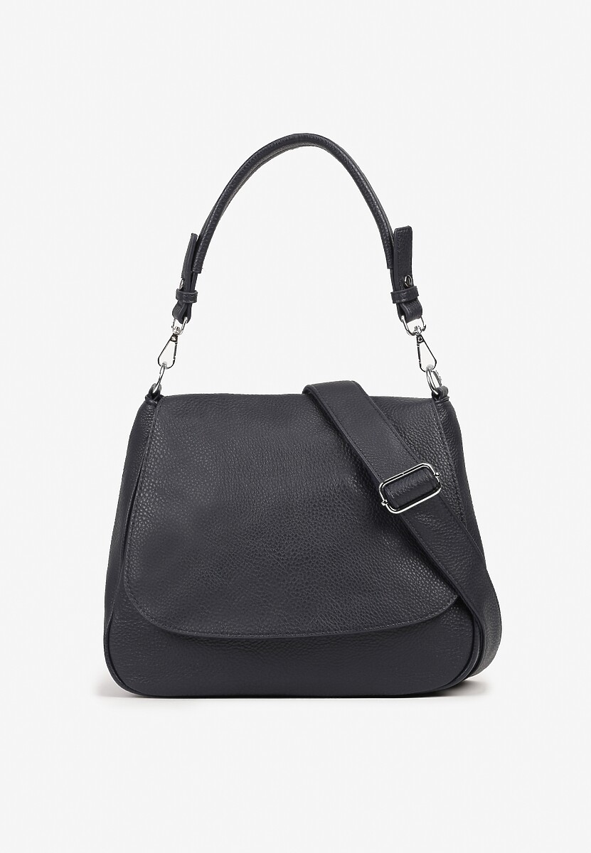 Granatowa Torebka z Klapą w Stylu Listonoszki z Paskiem i Rączką Malurelle