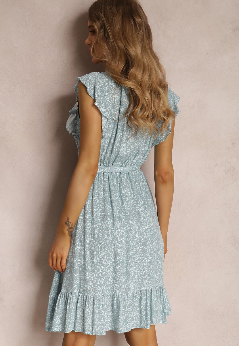 Miętowa Sukienka z Paskiem Mitho