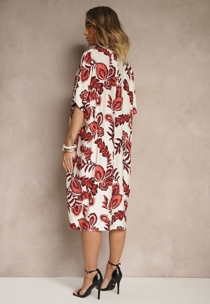 Bordowa Sukienka z Wiskozą Lnem i Cyrkoniami Sadevore