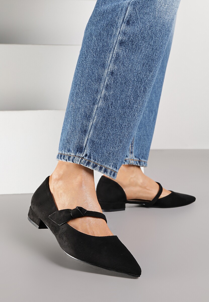 Białe Czółenka Vices na Płaskiej Podeszwie ze Skórzaną Wkładką z Supełkiem Liliarine