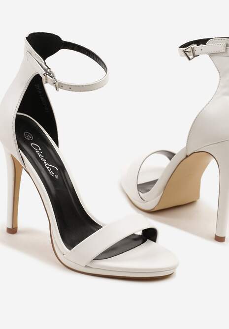 Białe Klasyczne Sandały na Szpilce Natifine