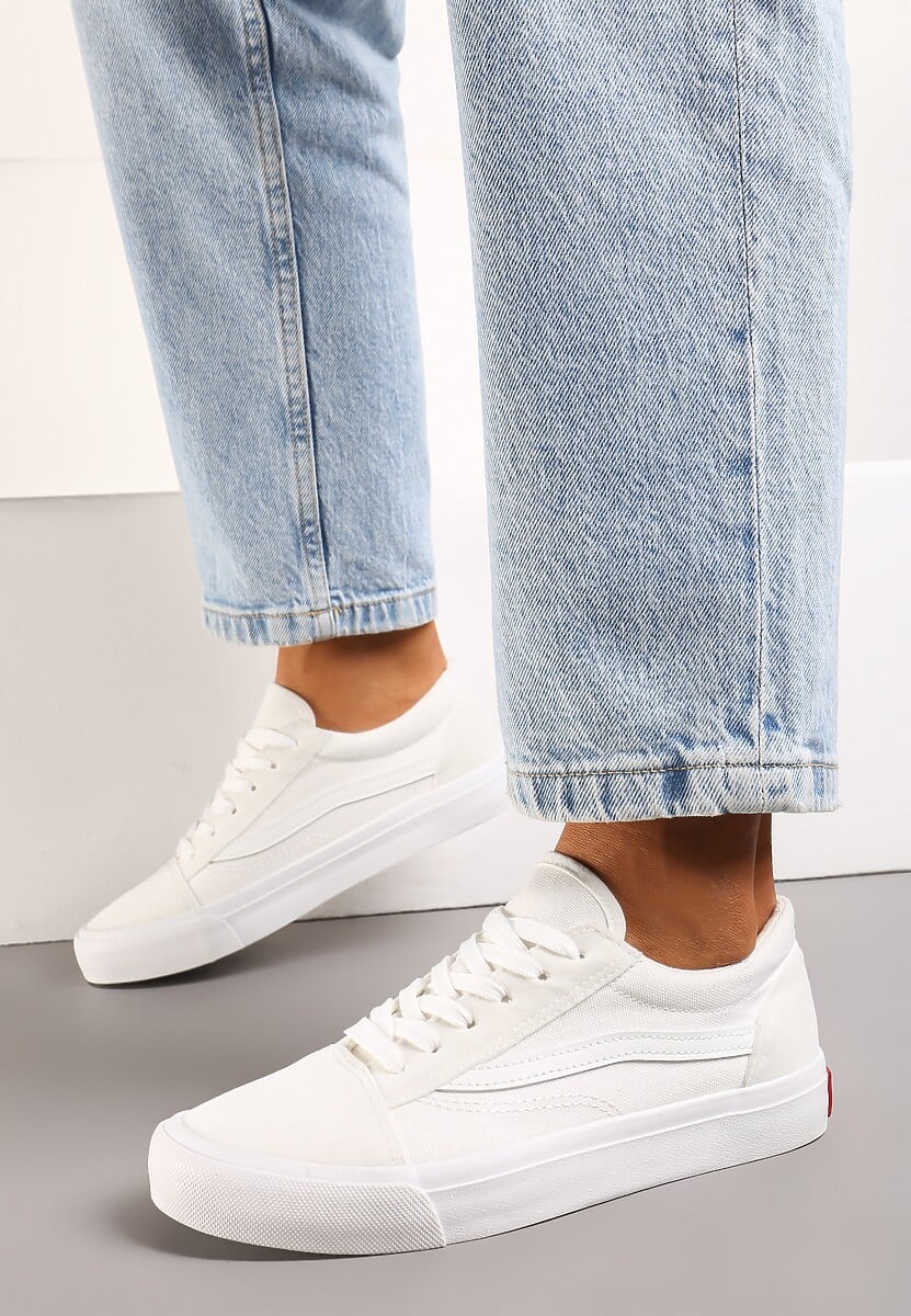 Białe Tenisówki z Boczną Naszywką Simeris