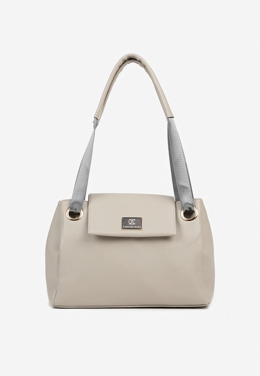 Szara Torebka na Ramię w Klasycznym Stylu z Klapą Idaletia