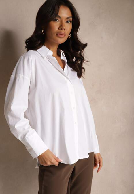 Biała Casualowa Koszula z Bawełny Naliraella