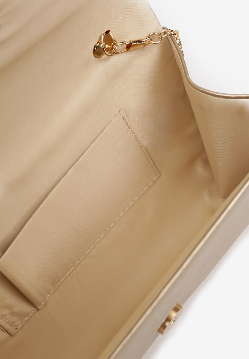 Złota Torebka Kopertówka z Dodatkowym Łańcuszkiem Flelina