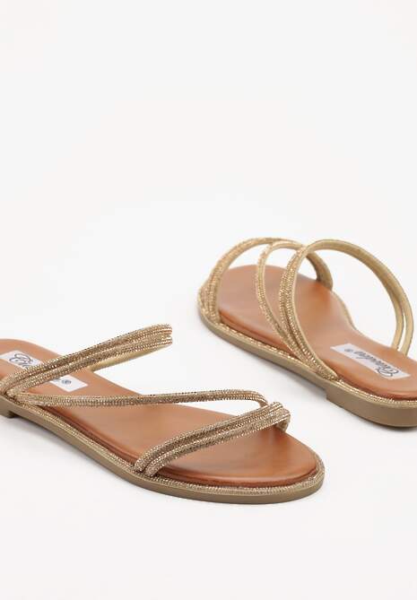 Złote Klapki z Cyrkoniowymi Paskami Jenalitia