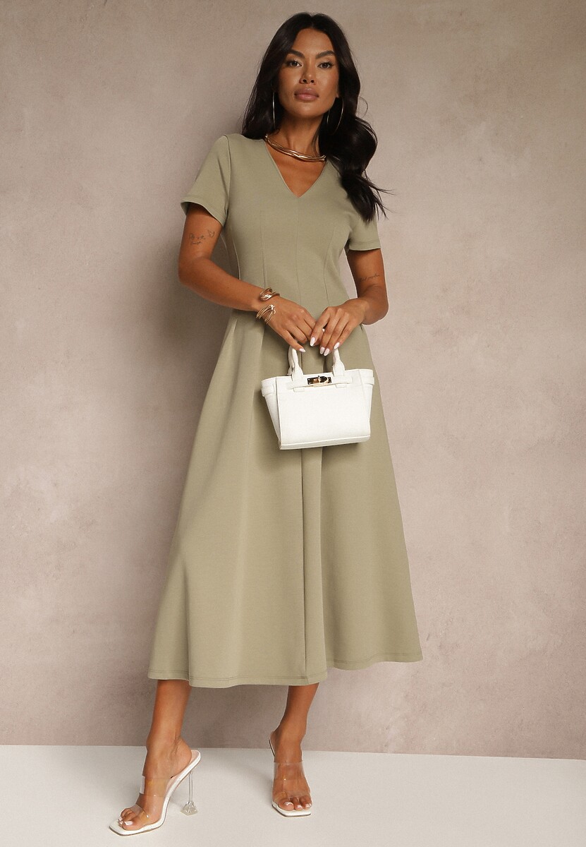 Jasnozielona Casualowa Sukienka z Bawełną Zeredira