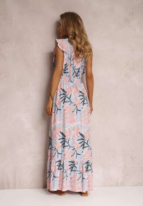 Jasnoniebieska Sukienka z Wiskozy Biran