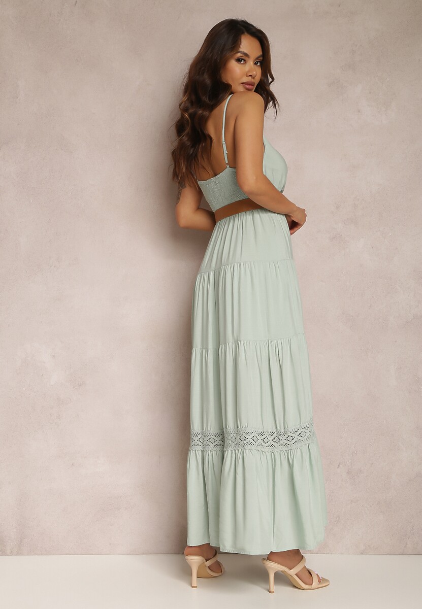 Miętowa Sukienka z Paskiem Asoonice