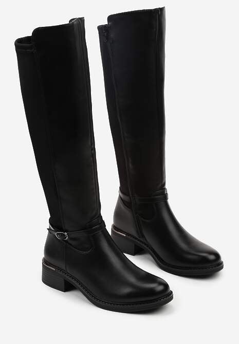 Czarne Kozaki Typu Oficerki z Klamrą na Pasku Esillea