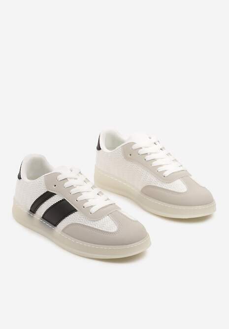 Biało-Czarne Sneakersy w Stylu Tenisówek z Paskami Eleaniria